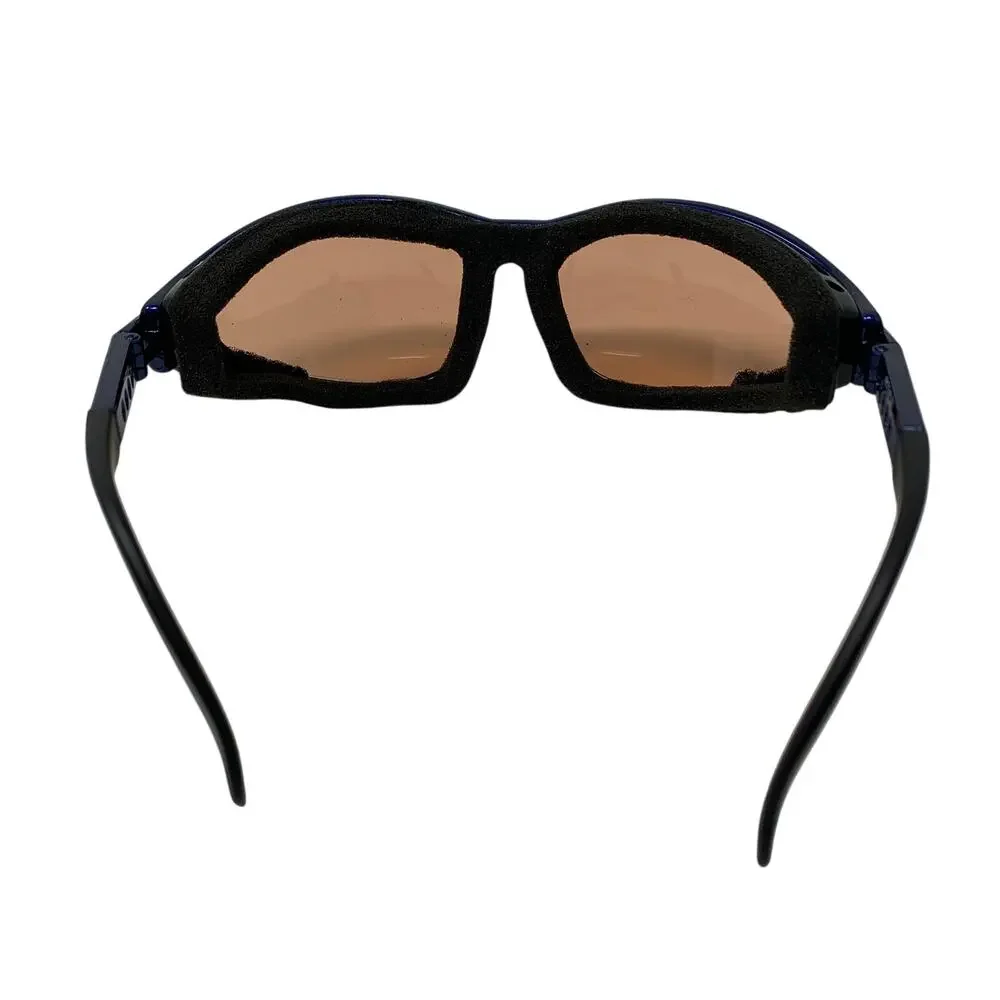7eye Panoptx Raptor Sunglasses Blue Foam Eyecup Brown Lens w/ Case Motorcycle